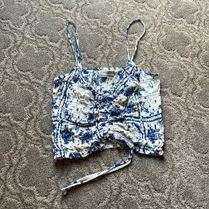urban outfitters, white and blue printed tank